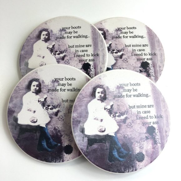 Coasters Boots In Case I Need to Kick Your A**  NIB - Picture 3 of 3